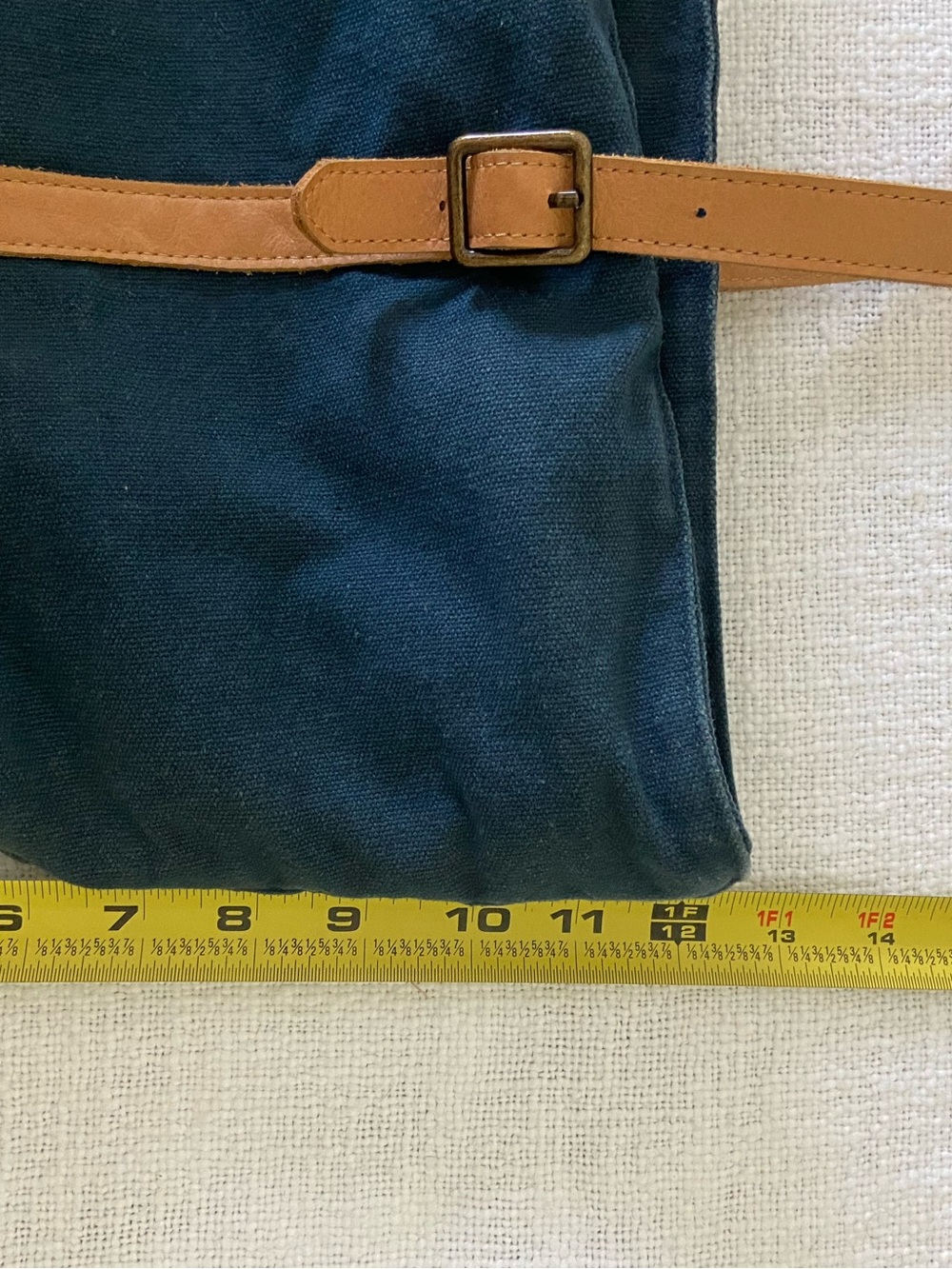 Hearth & Hand with Magnolia Blue Canvas Tote with Tan Leather Straps and Zipper - Picture 6 of 13